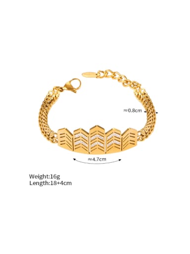 E103 Golden Bracelet Titanium Steel Cubic Zirconia Hip Hop Irregular Bracelet and Necklace Set