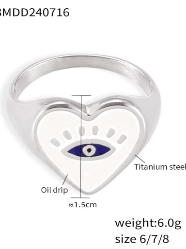 Titanium Steel Enamel Cubic Zirconia Heart Trend Band Ring