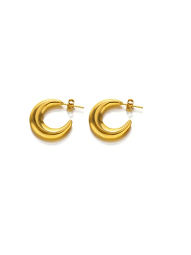 Golden Moon Earrings Stainless steel Geometric Hip Hop Huggie Earring
