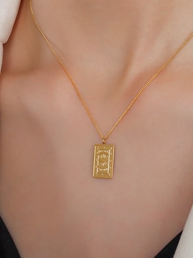 P503 gold 40 +5cm Titanium Steel Rectangle Minimalist Necklace