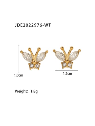 JDE2022976 WT Stainless steel Cubic Zirconia Butterfly Minimalist Stud Earring