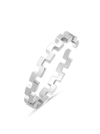 SR21111305S Titanium Steel Geometric Minimalist Band Ring