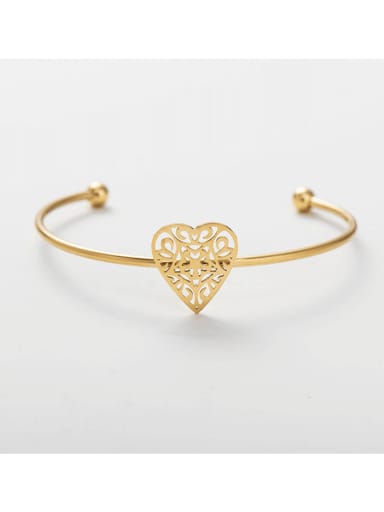 gold Stainless steel Heart Cuff Bangle