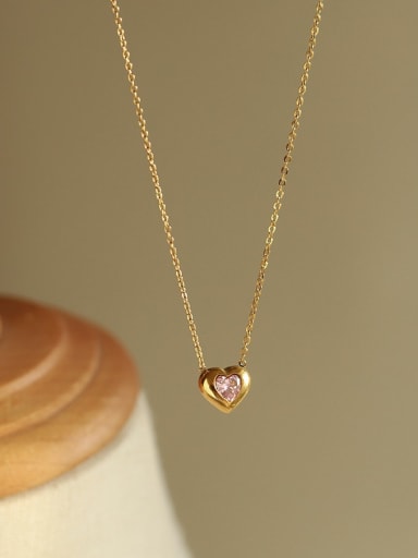Titanium Steel Cubic Zirconia Heart Minimalist Necklace