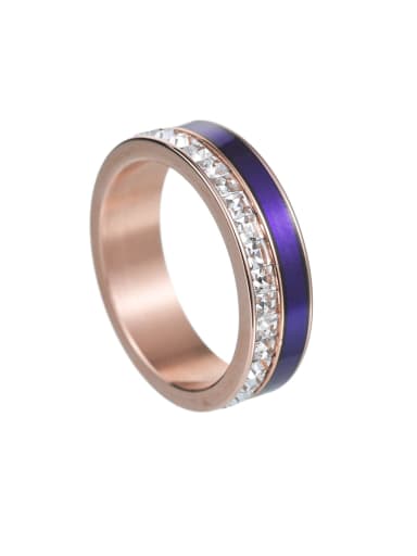 Rose Gold Purple Oil Titanium Steel Enamel Geometric Minimalist Band Ring