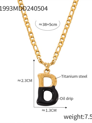 P1993 Gold Black Necklace B Titanium Steel Letter Hip Hop Necklace