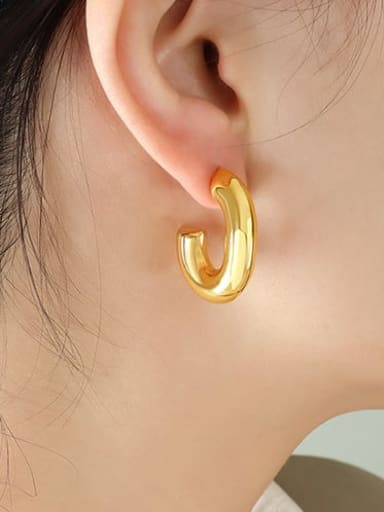 F699 Gold Earrings Titanium Steel Geometric Minimalist Stud Earring