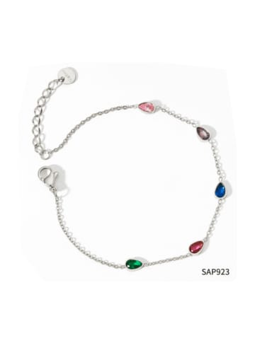SAP923 Platinum Color Stainless steel Cubic Zirconia Heart Minimalist Link Bracelet