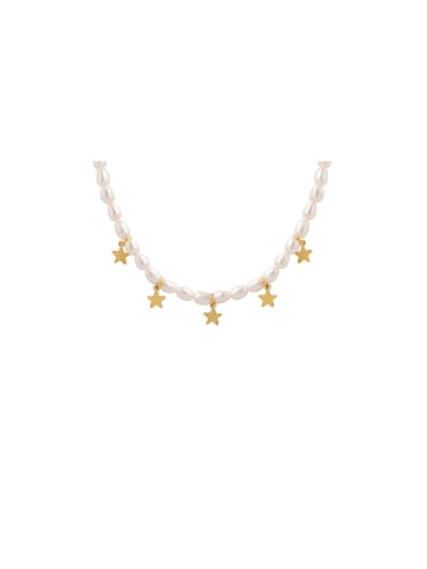 Titanium Steel Freshwater Pearl Star Trend Tassel Necklace