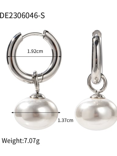 JDE2306046 S Stainless steel Imitation Pearl Geometric Trend Stud Earring