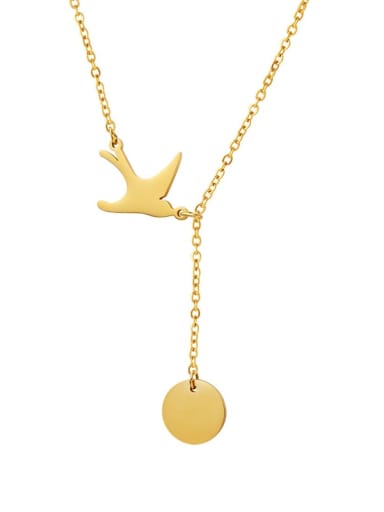 Titanium Steel Bird Minimalist Tassel Necklace