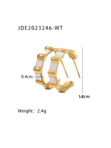 JDE2023246 WT Stainless steel Malchite Geometric Vintage Stud Earring