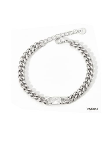 Stainless steel Glass Stone Geometric  Chain Hip Hop Link Bracelet