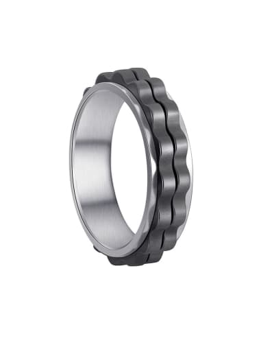 steel black gear teeth Titanium Steel Irregular Hip Hop Rotatable Gear Shape Men's Ring