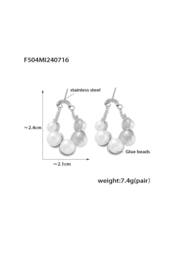 F504 Steel Earrings Stainless steel Imitation Pearl Geometric Hip Hop Huggie Earring