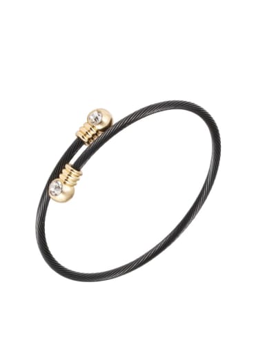Black Bracelet Stainless steel Vintage Geometric Cubic Zirconia Ring Earring And Bracelet Set