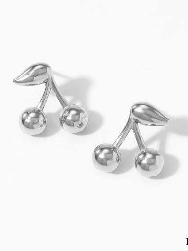 Cherry Silver Earrings D2851 Stainless steel Geometric Trend Stud Earring