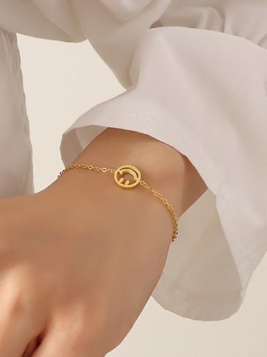 E216 gold bracelet 15 +5cm Titanium Steel Minimalist Smiley  Earring Bracelet and Necklace Set