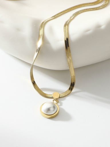 Stainless steel Freshwater Pearl Round Dainty Cuban Necklace