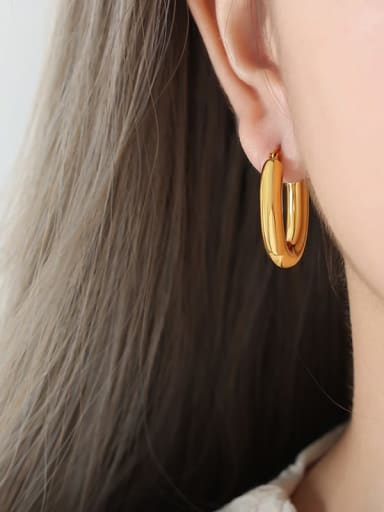 F945 Gold Earrings Titanium Steel Geometric Trend Stud Earring
