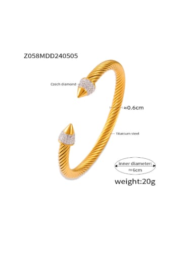 Z058 Gold Bracelet Titanium Steel Cubic Zirconia Geometric Minimalist Band Bangle