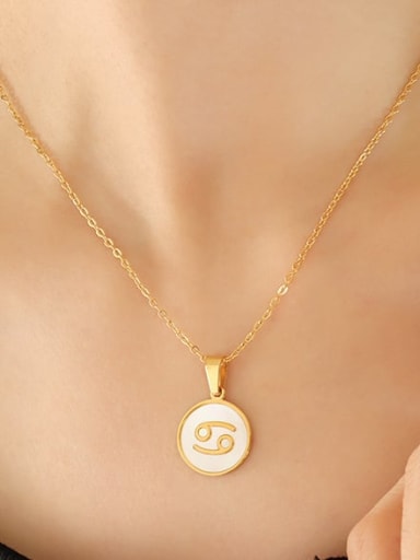 P1320 Golden Cancer Necklace 40+5cm Titanium Steel Shell Constellation Vintage Necklace