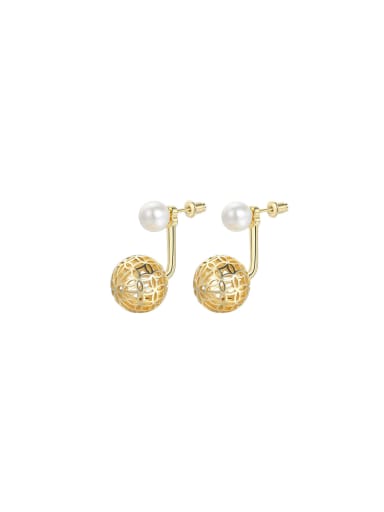Brass Imitation Pearl Geometric Trend Stud Earring