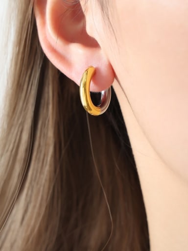 F1184 Steel Gold Earrings 2.0 Titanium Steel Geometric Trend Stud Earring