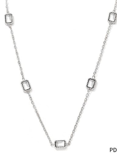 Trend Geometric Stainless steel Cubic Zirconia Bracelet and Necklace Set