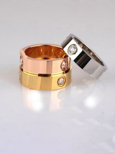 Titanium RhinestoneRound Minimalist Band Ring