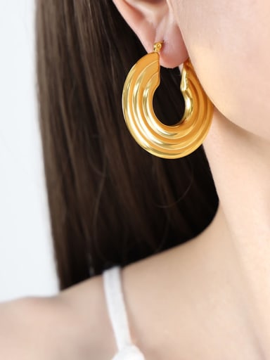F830 Gold Earrings Titanium Steel Geometric Trend Hoop Earring