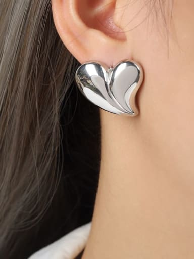F1083 Steel Earrings Titanium Steel Minimalist Heart  Earring and Necklace Set