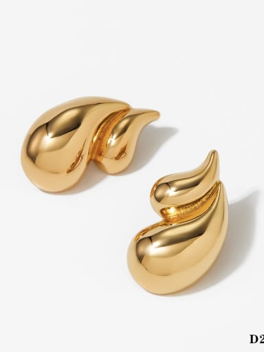 Golden Double Water Drop Earrings D2721 Stainless steel Geometric Trend Stud Earring