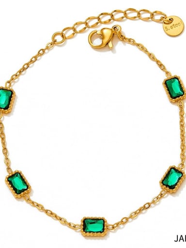 Green Zirconium Gold Foot Chain A330 Geometric Dainty Stainless steel Cubic Zirconia Anklet