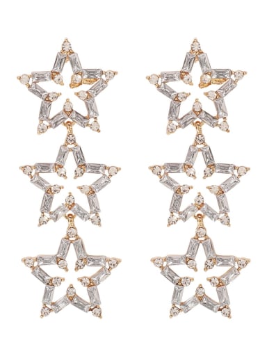 White K gold Alloy Cubic Zirconia Pentagram Trend Stud Earring