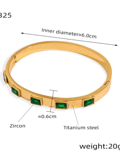 Z325 Gold Green Zircon Bracelet Titanium Steel Cubic Zirconia Geometric Trend Band Bangle