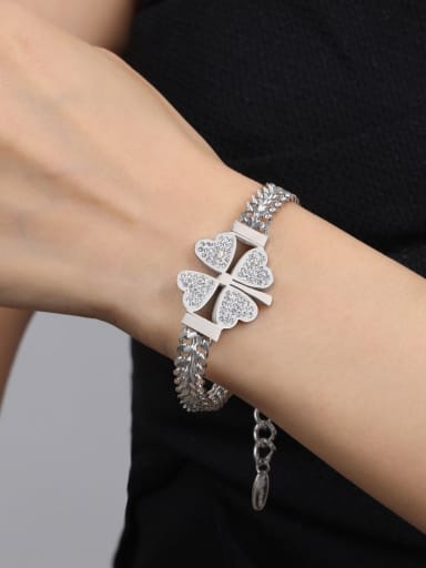 Titanium Steel Enamel Minimalist Clover  Earring Bracelet and Necklace Set