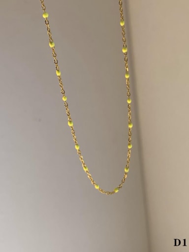 Yellow Drip Oil D1152 Stainless steel Enamel Geometric Dainty Necklace