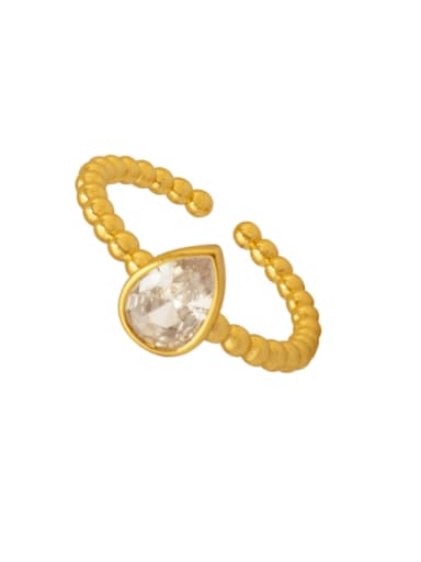 Brass Water Drop Minimalist  Bead Band Ring