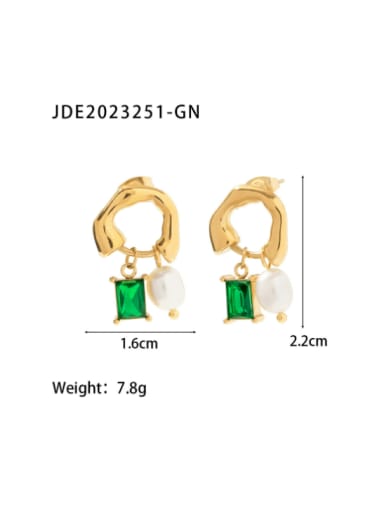JDE2023251 GN Stainless steel Cubic Zirconia Geometric Vintage Huggie Earring