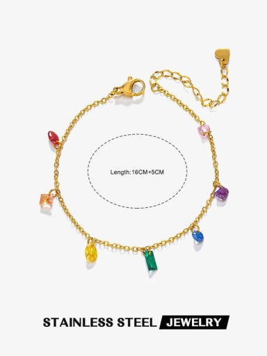 Colorful diamond bracelet Titanium Steel Glass Stone Geometric Minimalist Link Bracelet