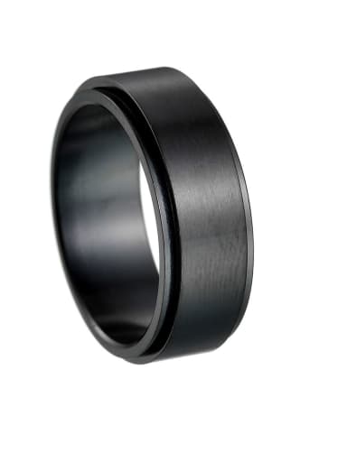 black Titanium Steel Geometric Hip Hop Band Rotatable Men's Ring