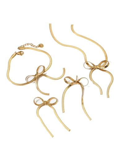 custom Stainless steel Vintage Bowknot Steel Earring Bracelet and Necklace Set