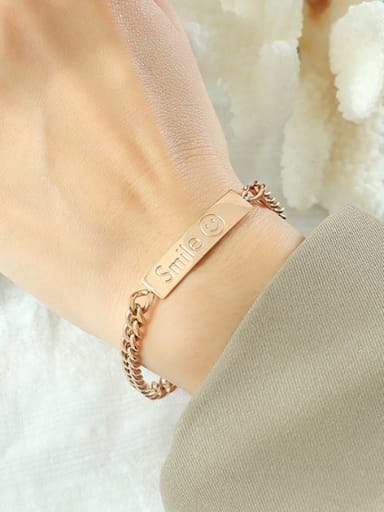 E115 rose gold bracelet 16+ 5cm Titanium Steel Geometric Chain Minimalist Link Bracelet