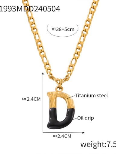 P1993 Gold Black Necklace D Titanium Steel Letter Hip Hop Necklace