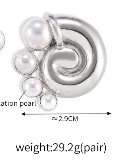 F356 Steel Earrings Titanium Steel Imitation Pearl Geometric Trend Stud Earring
