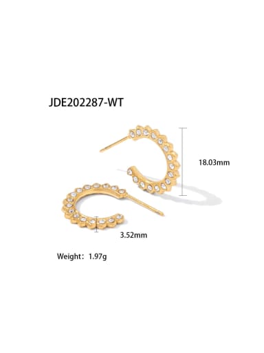 JDE202287 WT Stainless steel Cubic Zirconia Geometric Dainty Hoop Earring