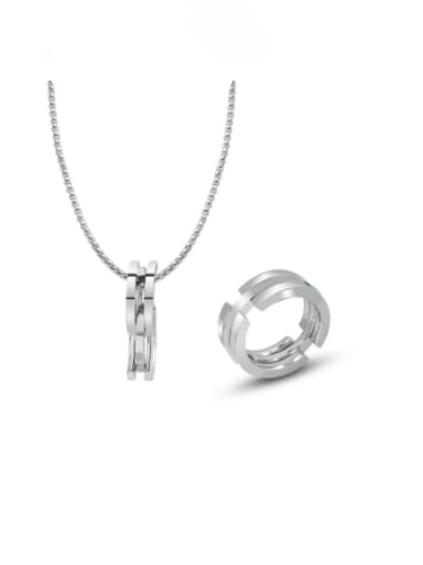 Titanium Steel Minimalist Geometric  Ring and Necklace Set
