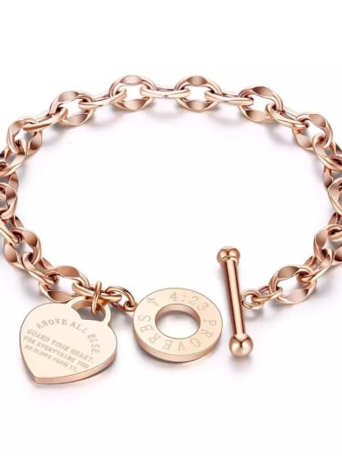 Titanium Steel Imitation Pearl Heart Minimalist Link Bracelet