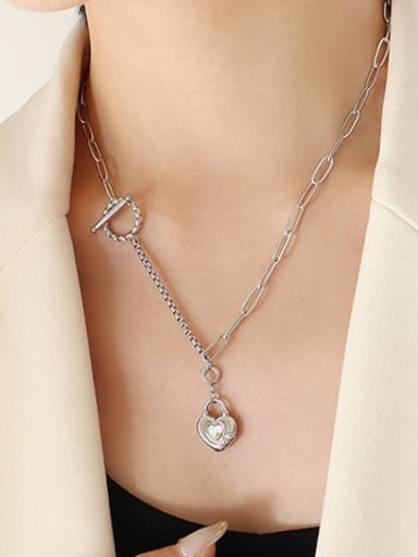 P355 Steel Necklace 45cm Titanium Steel Heart Vintage Necklace